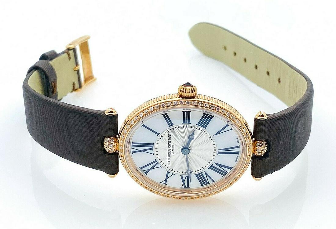 Frédérique Constant Classics Art Deco Oval 18k Rose: Frédérique Constant Classics Art Deco Oval 18k Rose Gold & Diamonds 30mm X 25mmBrown Satin Strap30m Water ResistantWatch