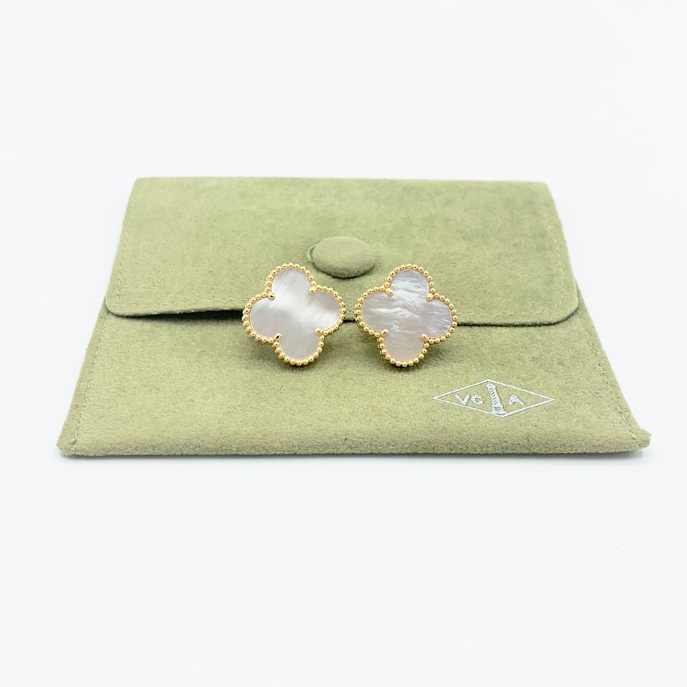 Van Cleef & Arpels Vintage Alhambra 18K Yellow Gold: Van Cleef & Arpels Vintage Alhambra 18K Yellow Gold Mother of Pearl Clip-On EarringStyle: Clip-onCollection:Vintage AlhambraMetal Type: 18K yellow goldStone: Mother-of-pearl 2 stonesTotal Item Weight: