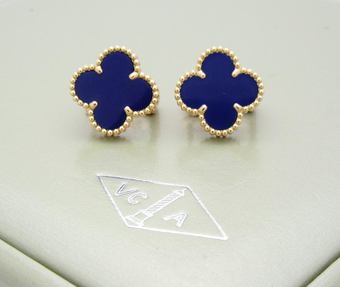 Van Cleef & Arpels Alhambra Lapis Earrings in 18k (1 of 4)