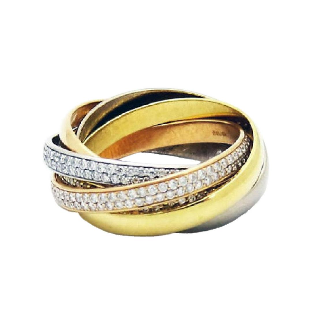 Rare Cartier Plat 18K Gold Diamonds Trinity 6 Bands (1 of 7)