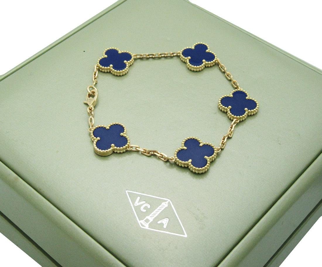 Van Cleef & Arpels 18k Yellow Gold Lapis Alhambra (1 of 3)