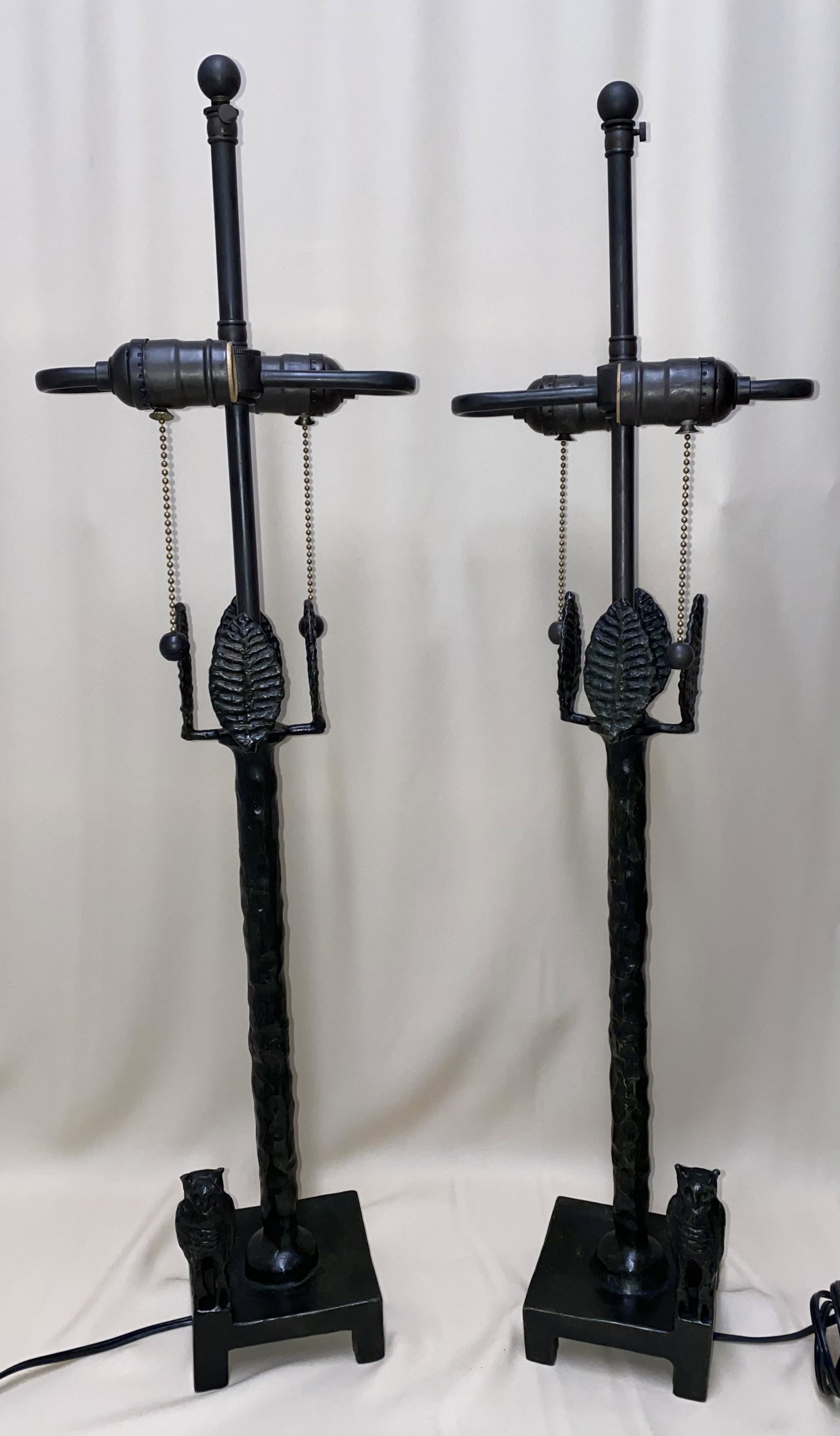 Diego Giacometti pair of large bronze owl table lamps (1 of 5)