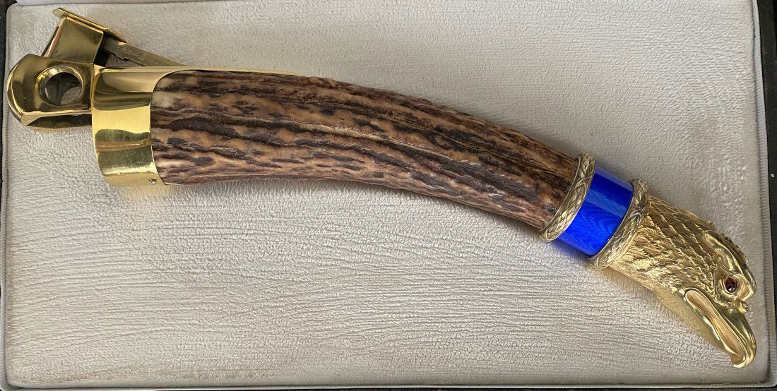 RUSSIAN SILVER ENAMEL EAGLE CIGAR CUTTER WITH DIAMONDS (1 of 6)