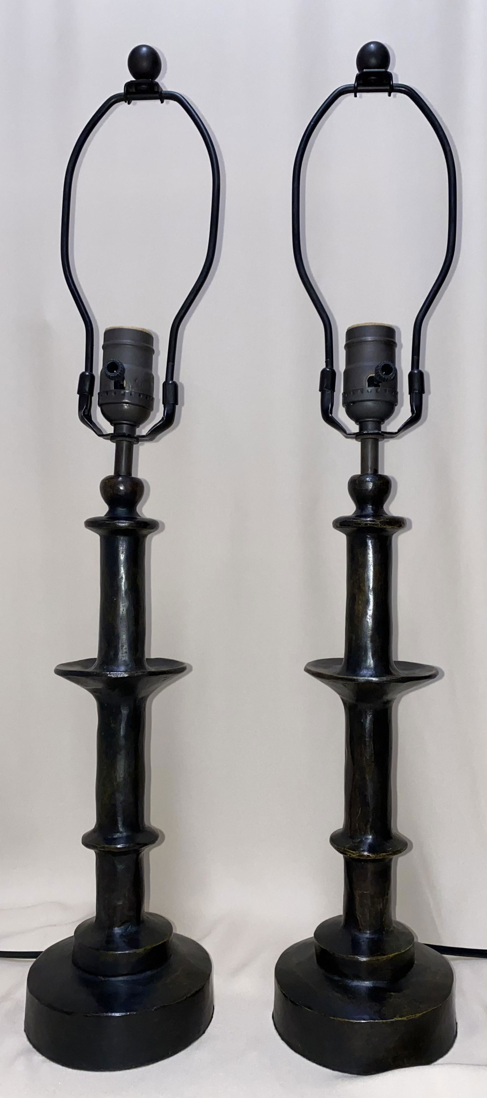 Diego Giacometti pair of large bronze table lamps (1 of 3)