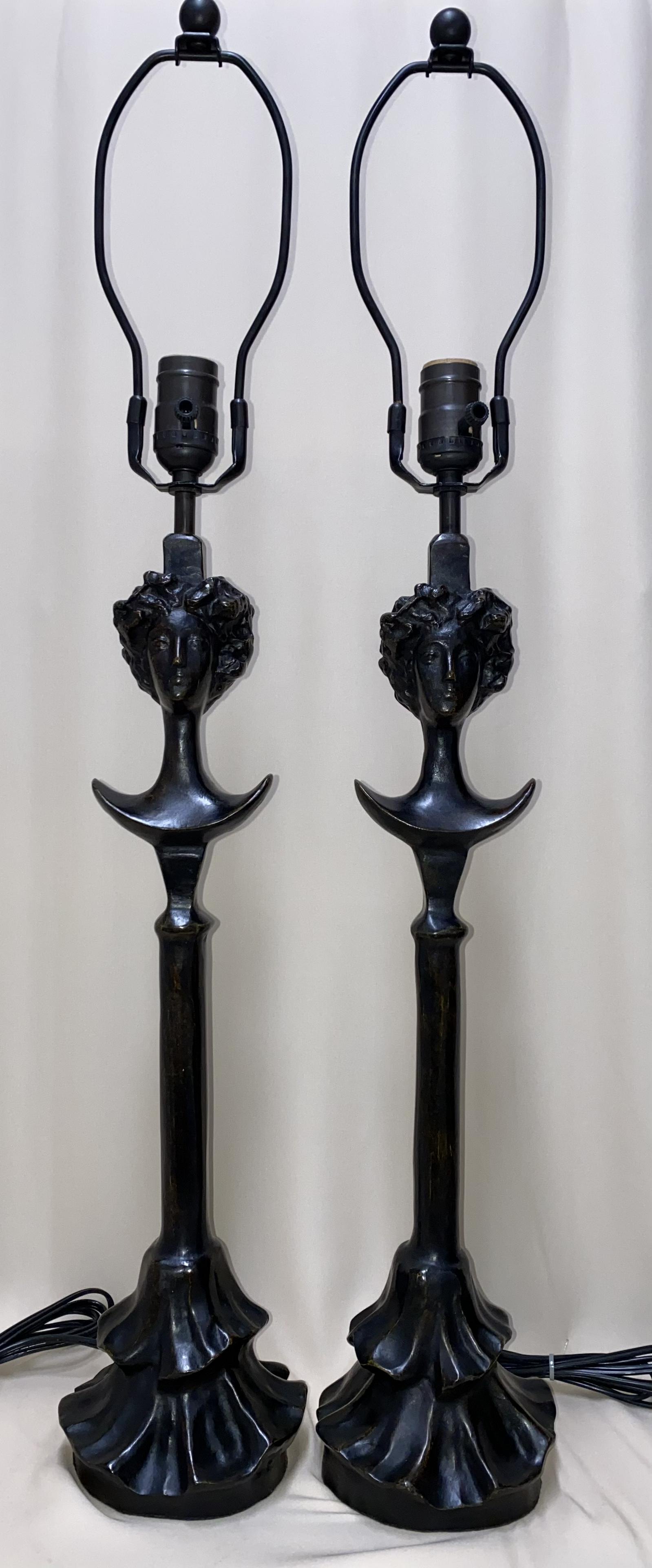 DIEGO GIACOMETTI LARGE SWISS BRONZE PAIR OF LAMPS (1 of 4)