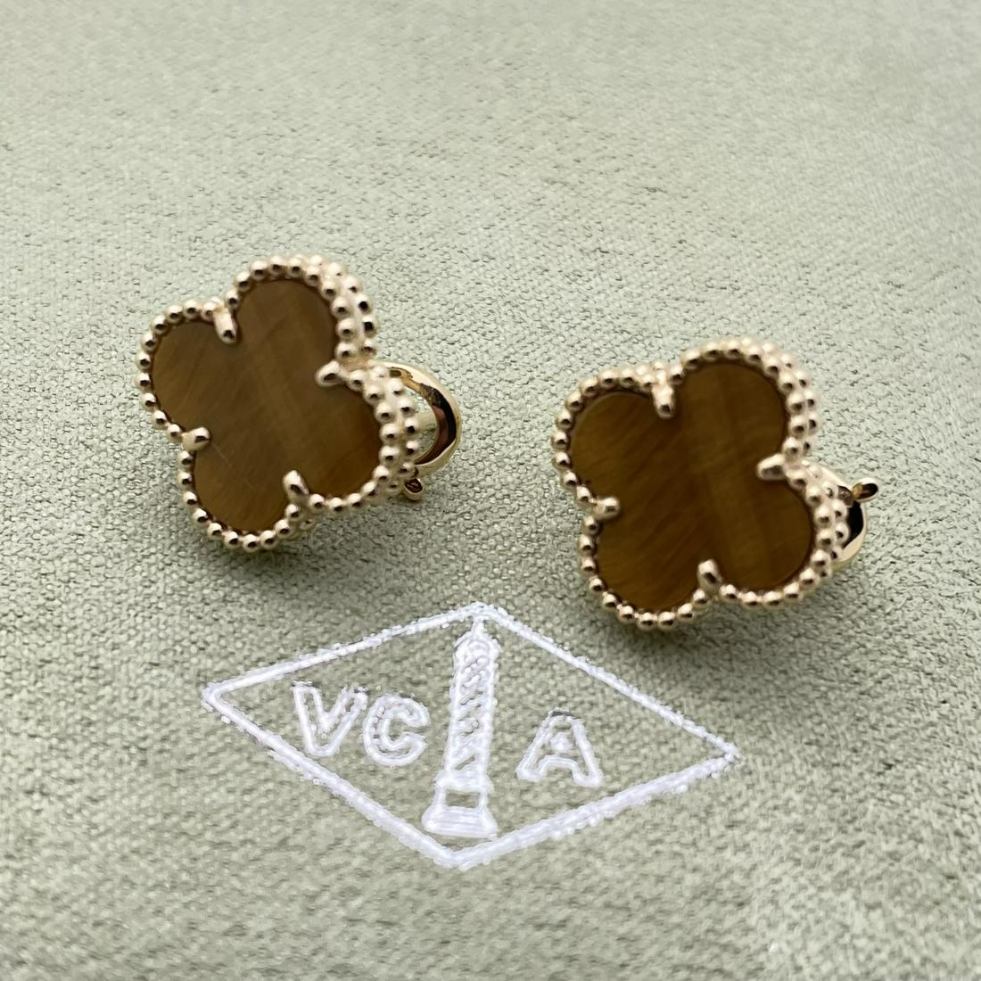 Van Cleef & Arpels Alhambra Tiger Eye Earrings (1 of 4)