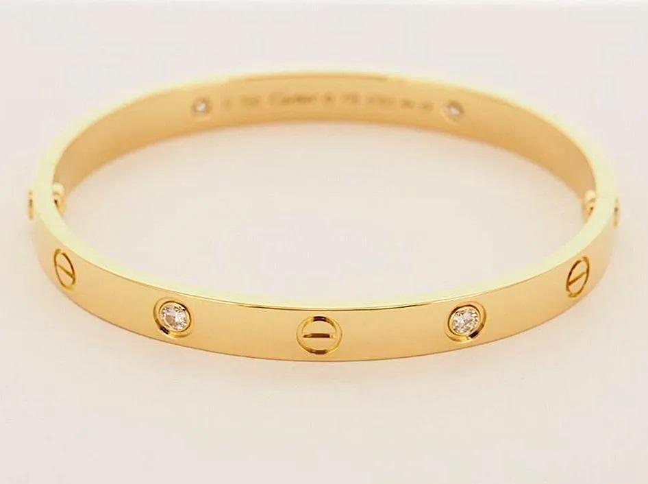 Cartier 18k Yellow Gold 4 Diamond Bangle Love Bracelet (1 of 2)