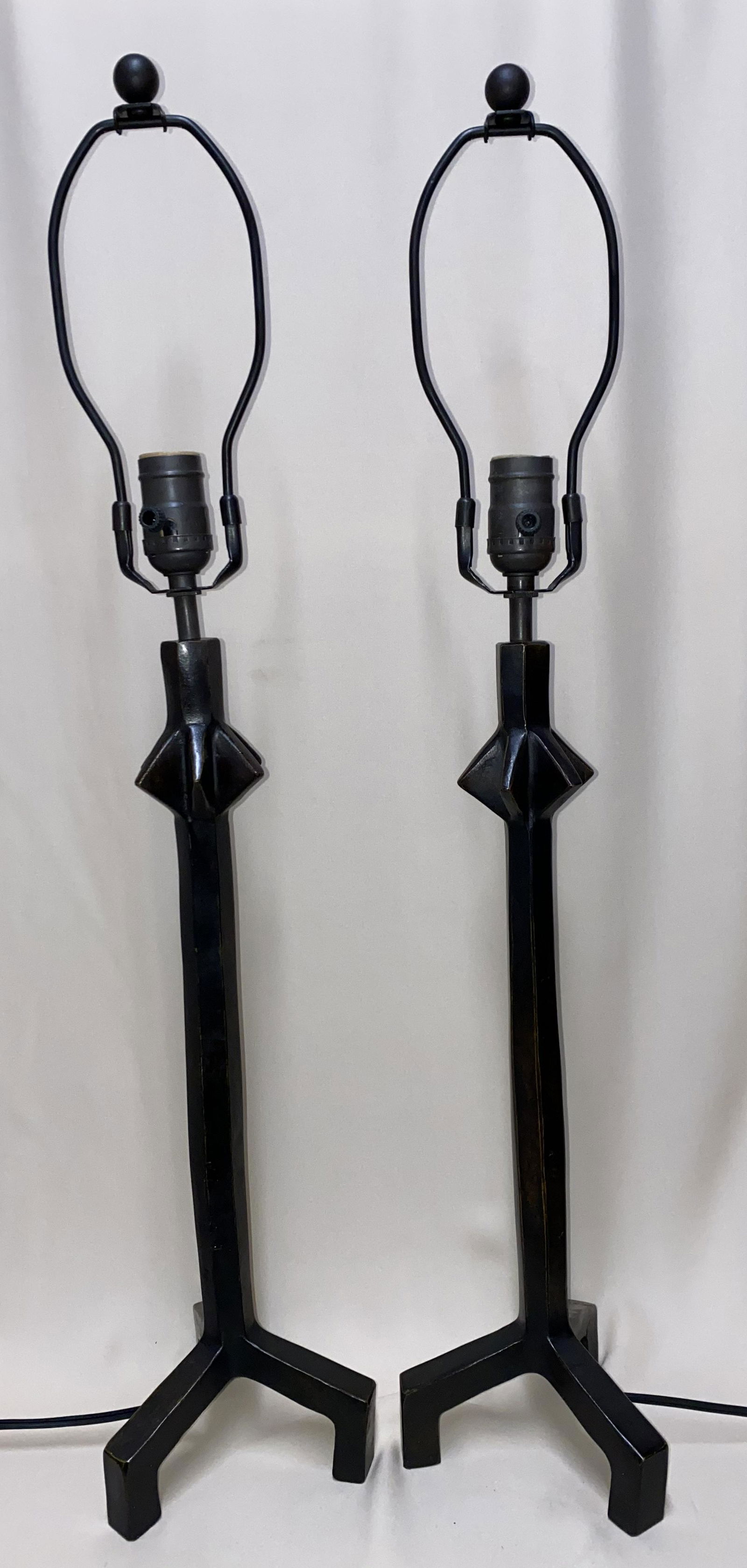 Pair Large Star Lamps Bronze Sculpture Diego Giacometti (1 of 4)