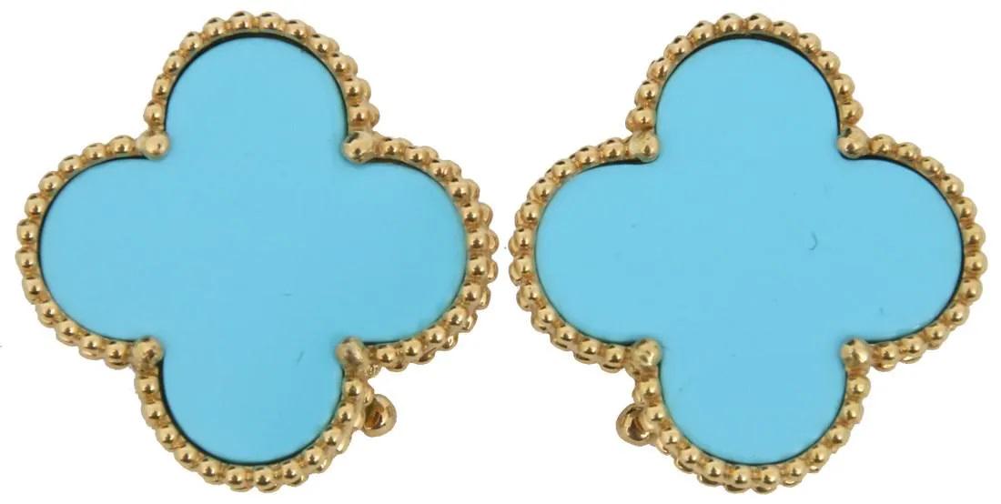 Van Cleef & Arpels Alhambra Turquoise Earrings. (1 of 3)