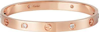 Cartier Love Bracelet 18K Rose Gold 4 Diamond Size 17 (1 of 3)