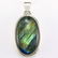 3064: SS LABRADORITE STONE PENDANT 45X23MM
