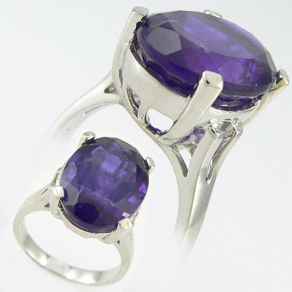 AMETHYST RING 8.00 CTW 10KT.GOLD: BIG, BOLD & BEAUTIFUL - GENUINE 8.00 CTW AMETHYST LADIES RING IN 10K WHITE GOLD GEMSTONE: 1 OVAL CUT AMETHYST 8.00 CTW GOLD: 6.50 GRAMS SIZE: 6 1/2 DIMENSIONS: APPROX. 5/8" X 7/16"