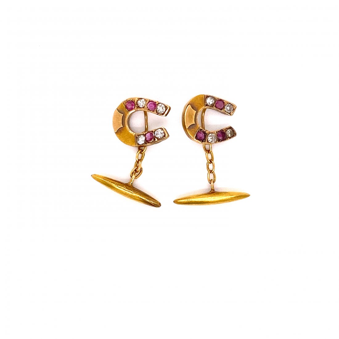18k Gold, Diamonds & Rubies Cufflinks (1 of 1)