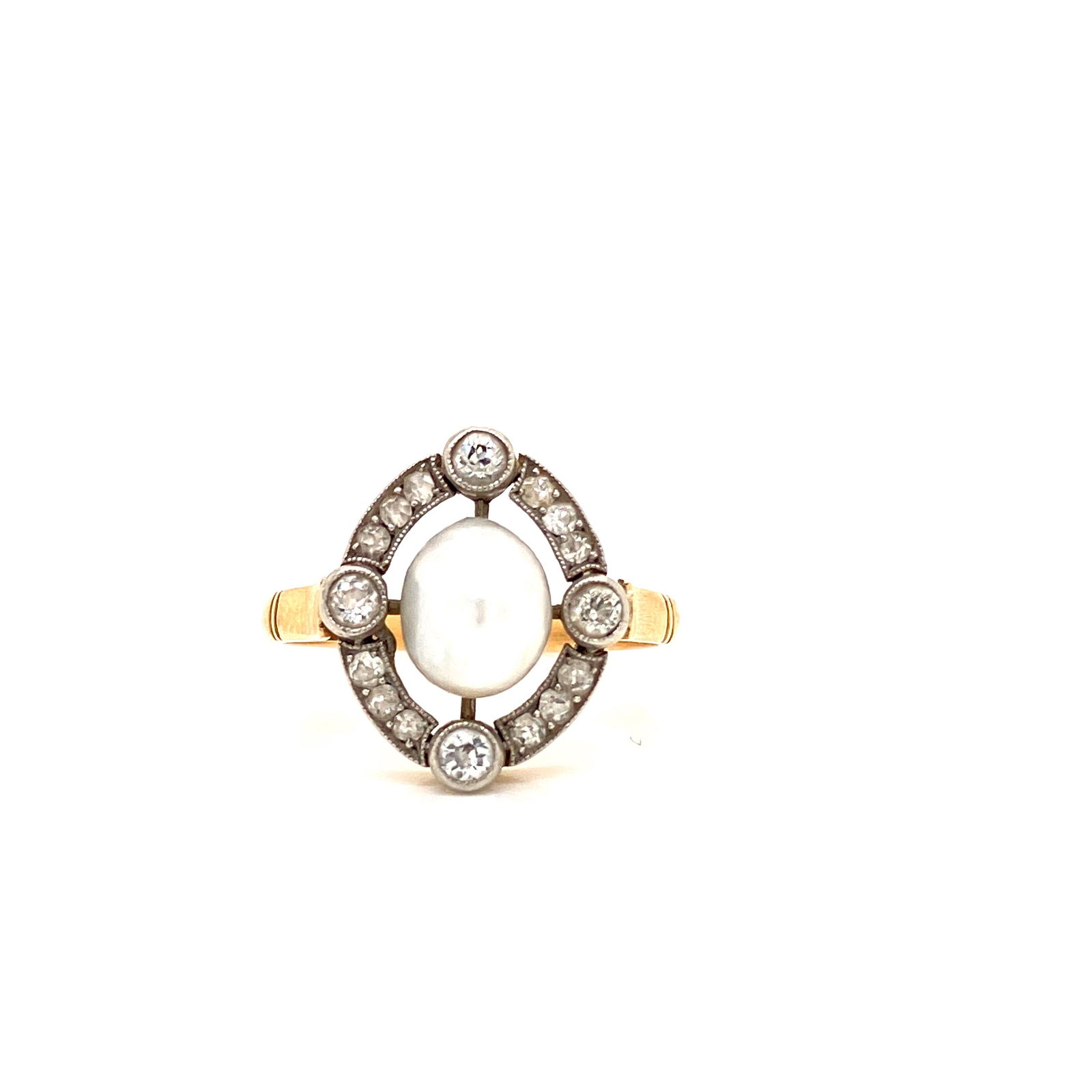 18k Gold, Platinum, Diamond & Pearl Ring (1 of 4)