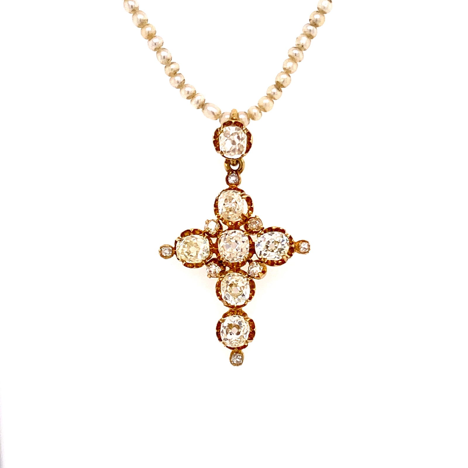 18k Gold, Diamonds & micro pearls Pendant & Necklace (1 of 3)