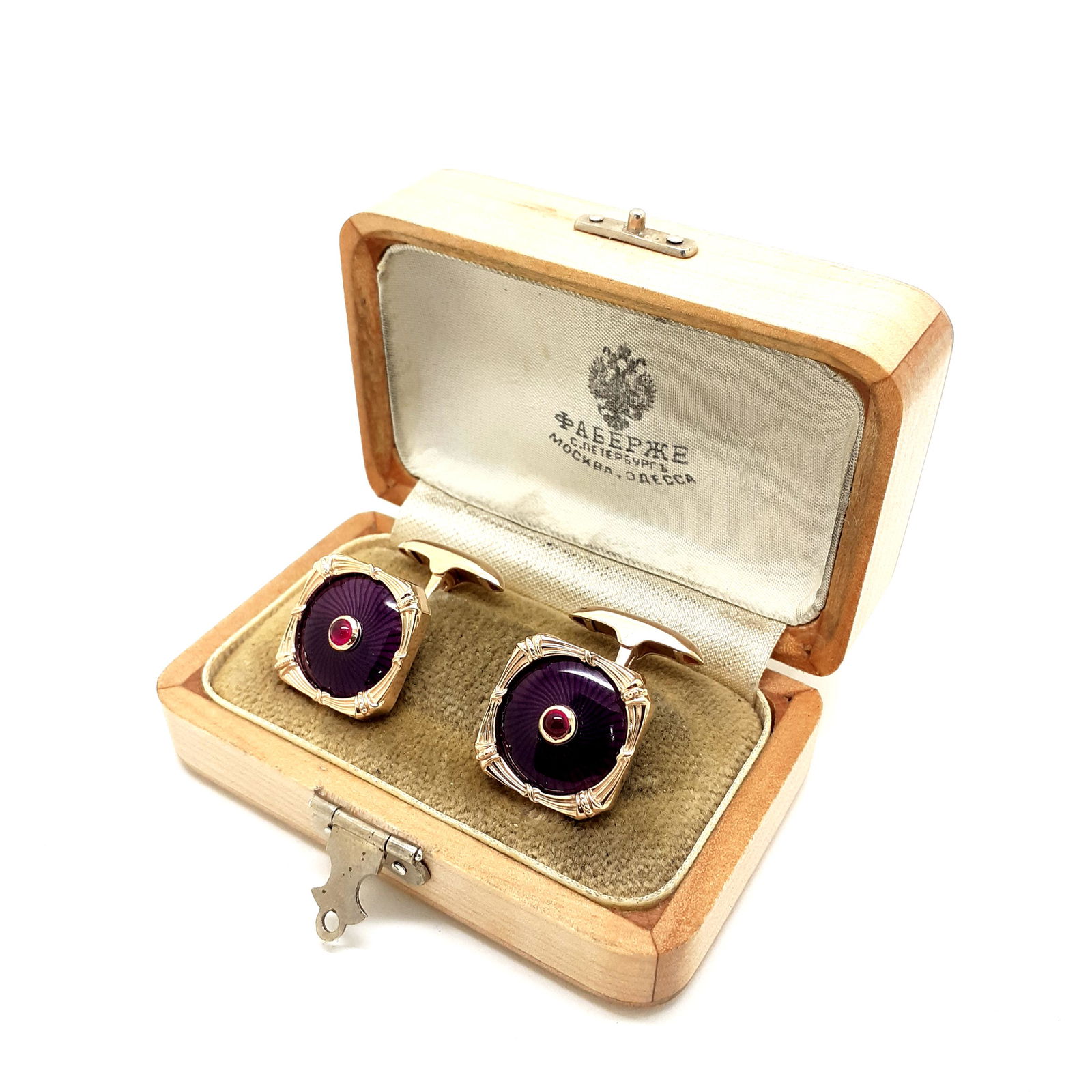 Antique Vintage Russian Gold Guilloche Enamel Cufflinks (1 of 3)