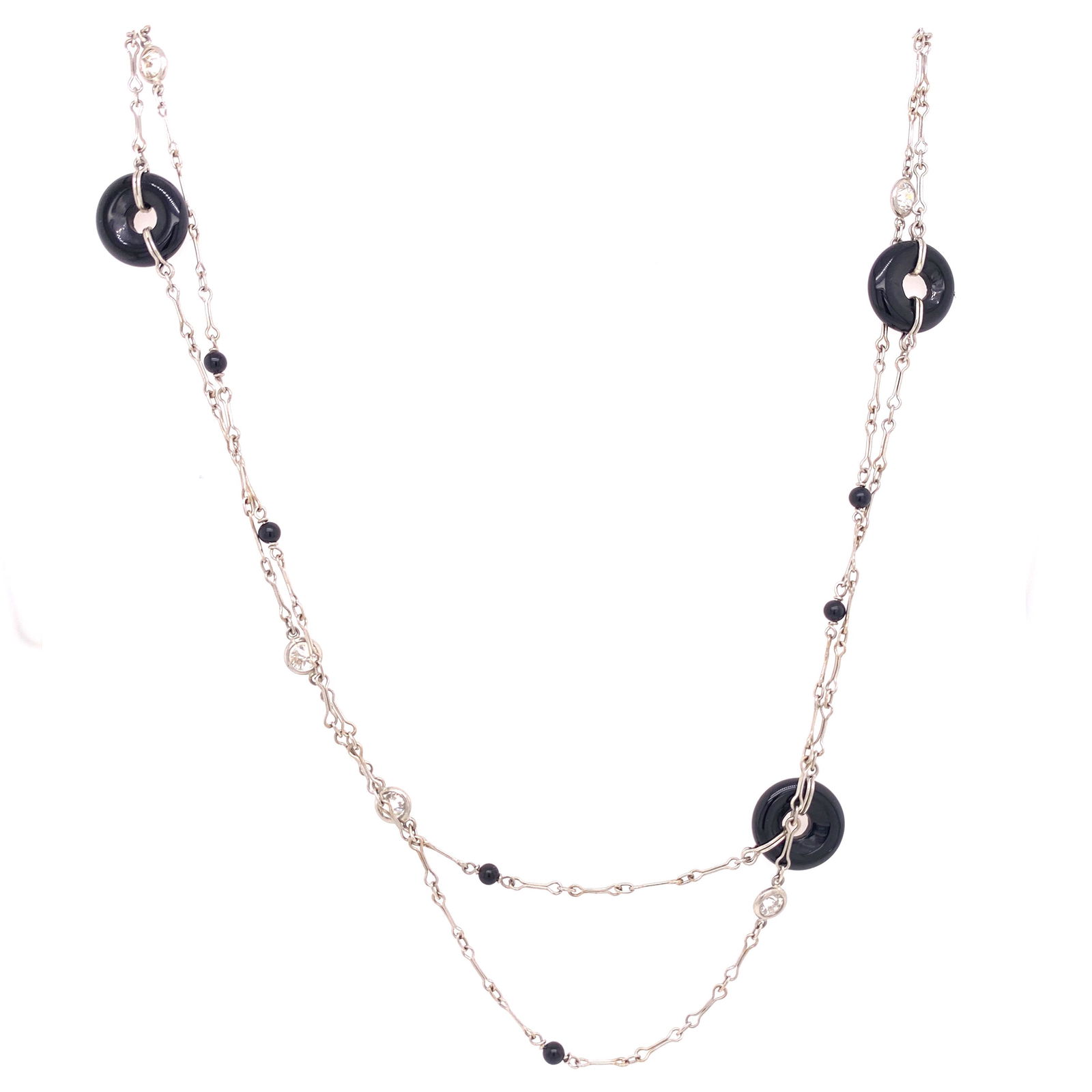 Art Deco Diamond by the Yard & Onyx Necklace (1 of 2)