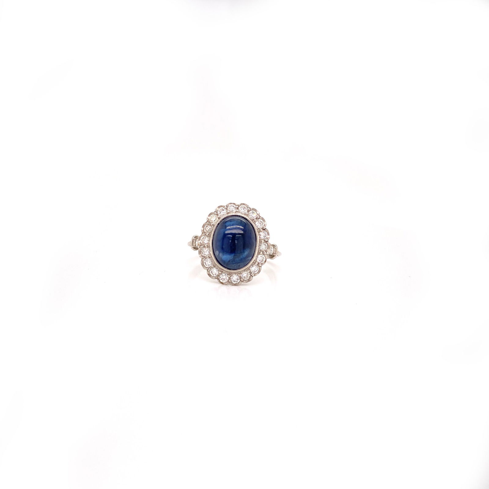 18 k White Gold, Diamonds and Sapphires Rosetta Ring (1 of 5)