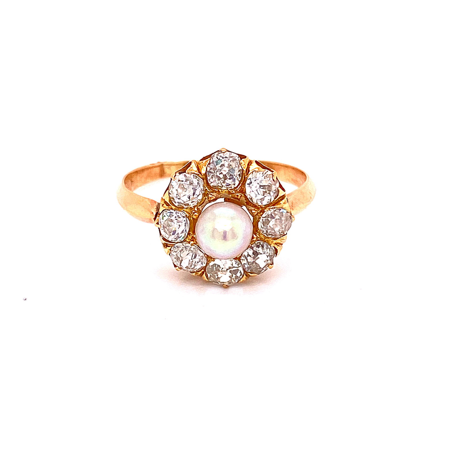 18k Gold Victorian Ring Pearl Diamond (1 of 3)