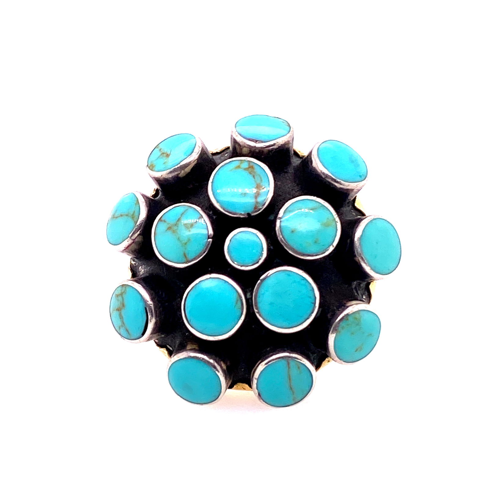 Silver, 18k Gold, Turquoise Navajo Ring (1 of 4)