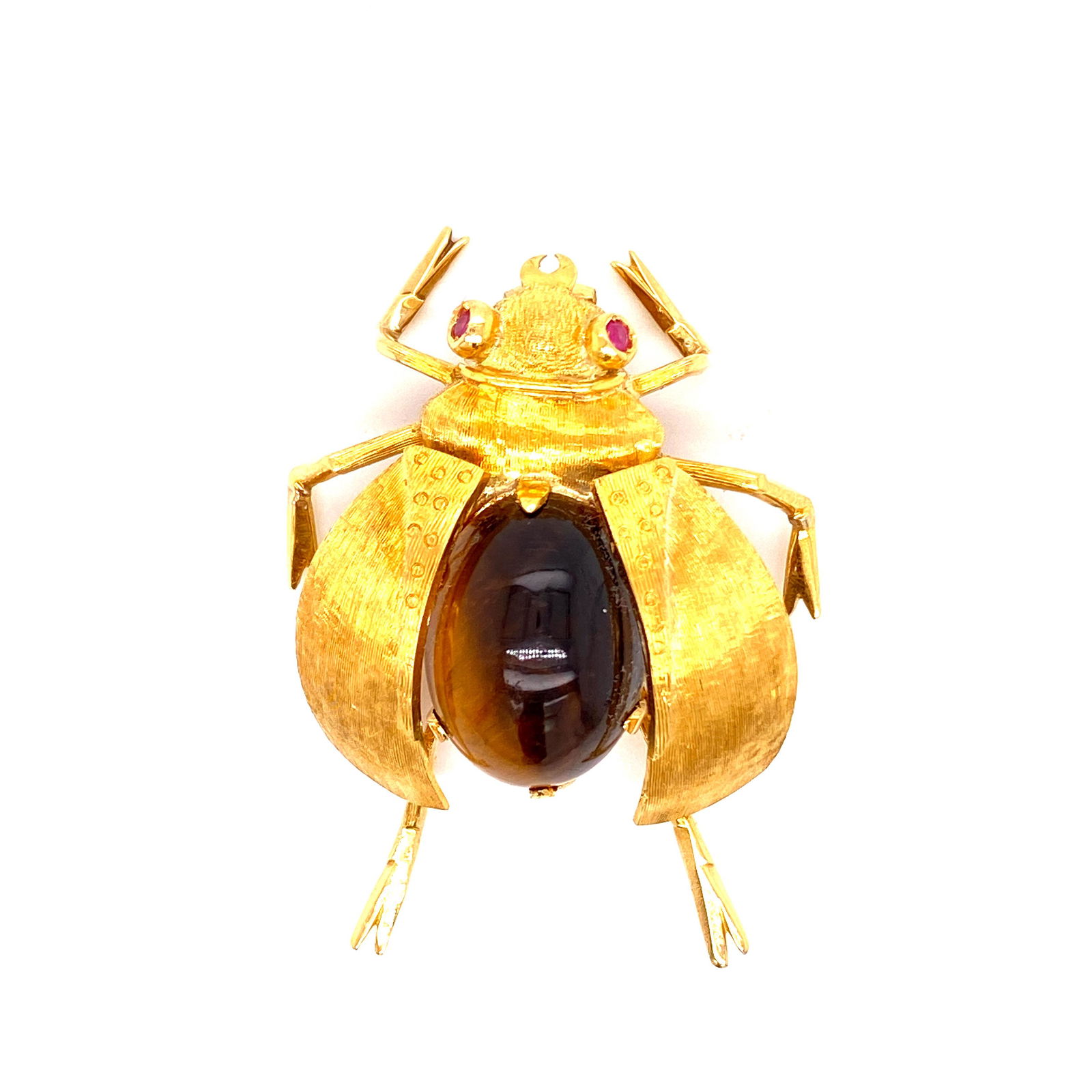 18k Gold Tiger Eye Bug Retro Brooch (1 of 3)