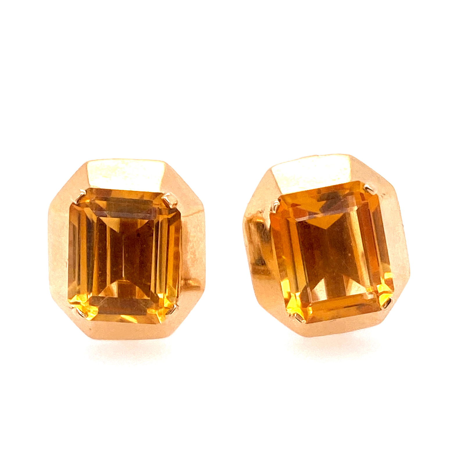 14k Gold Citrine Retro Earrings (1 of 2)