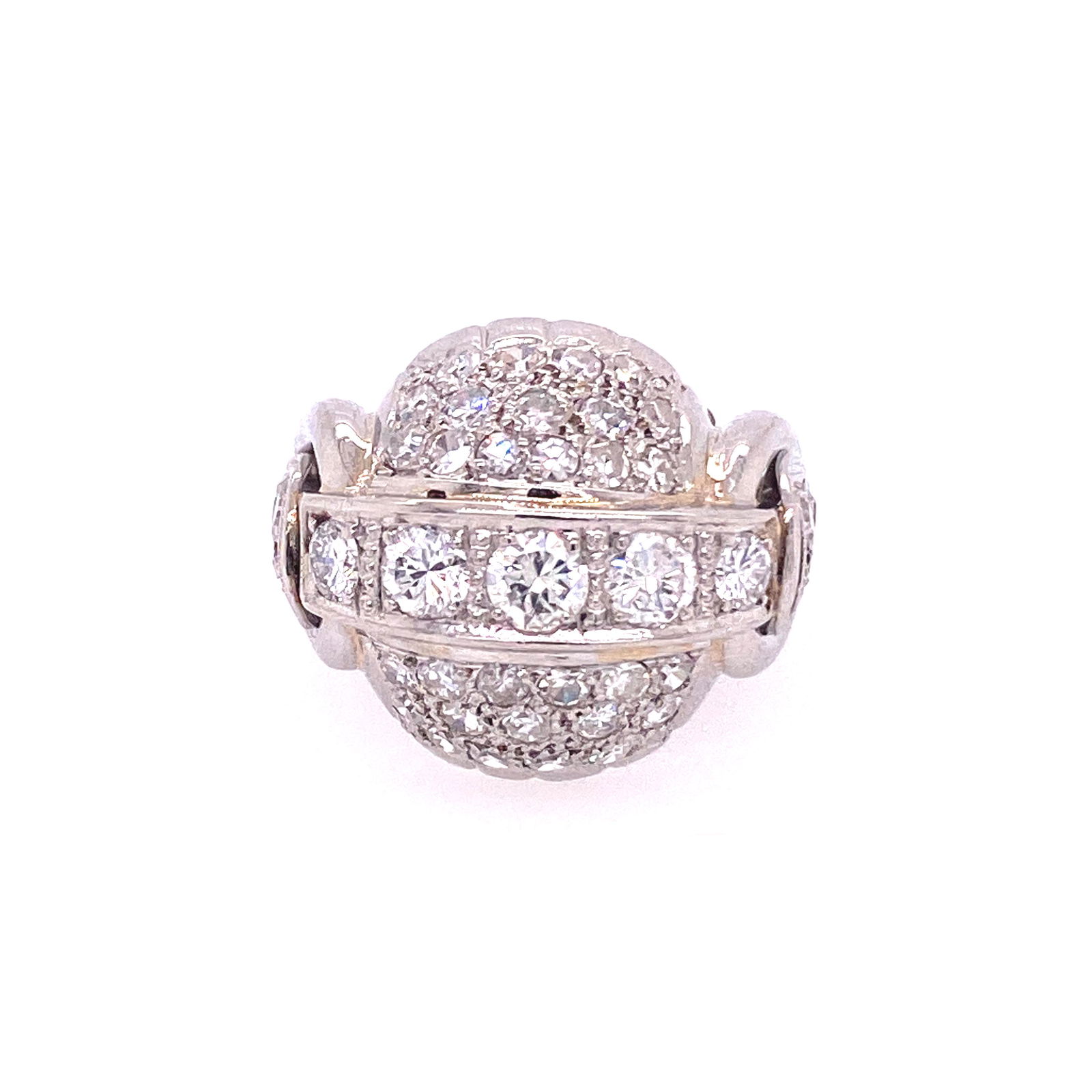 Art Deco Platinum French Cocktail Diamonds Ring (1 of 3)