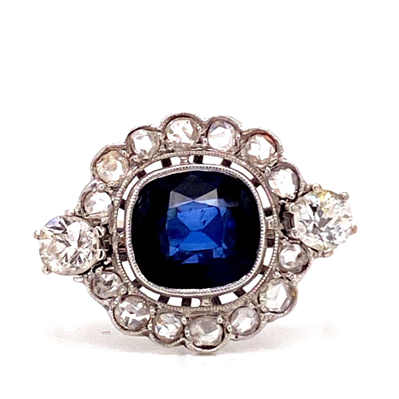 Art Deco Platinum Sapphire Diamonds Ring (1 of 2)