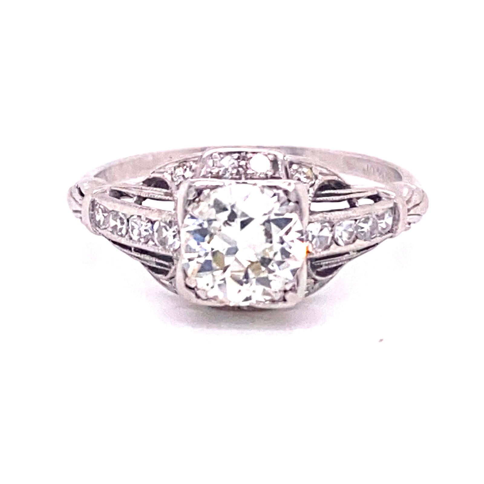 Art Deco Platinum Diamond Engagement Ring (1 of 3)