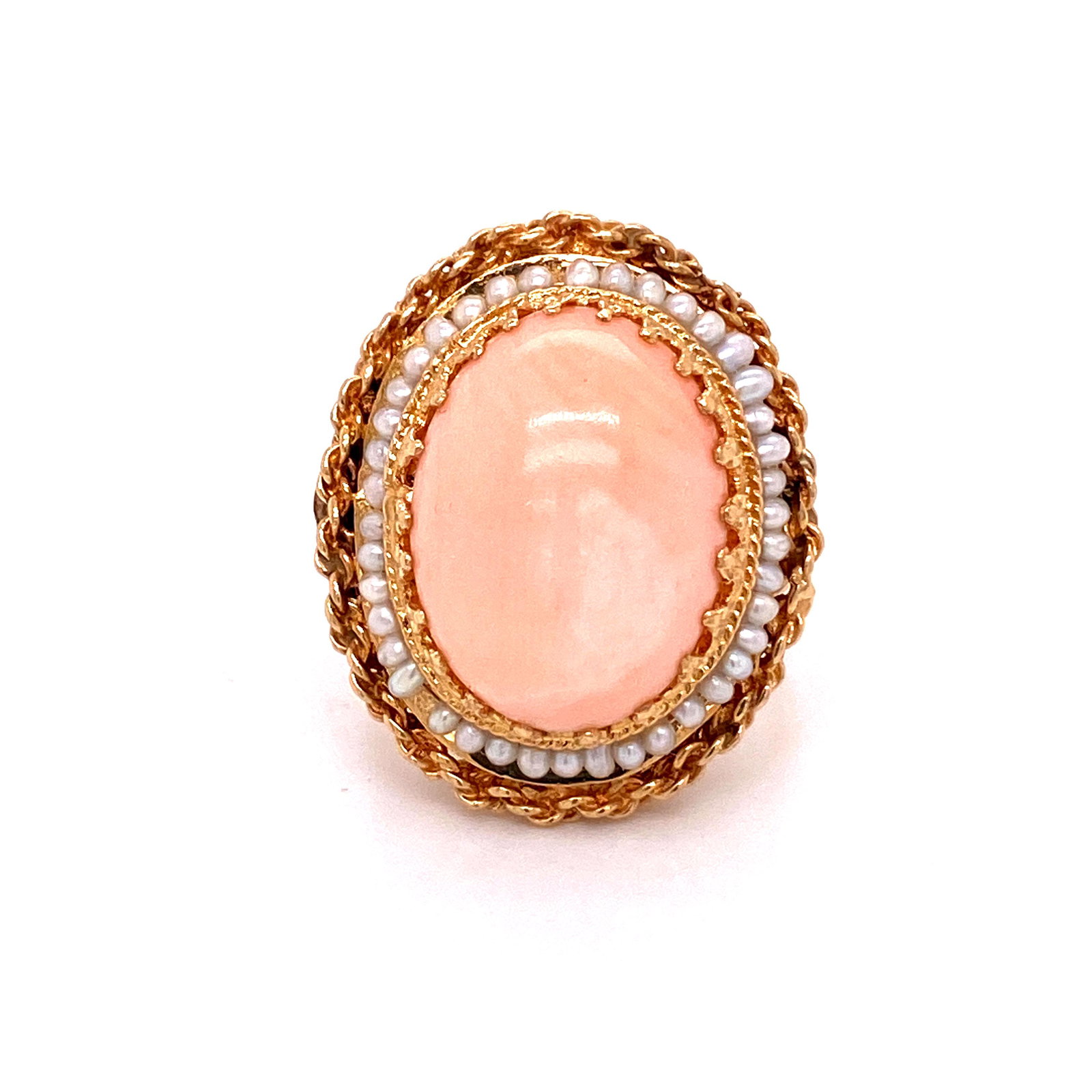 Victorian Pearl Coral 14k Gold Ring (1 of 3)