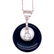 Art Deco Diamond Onyx Platinum Pendant