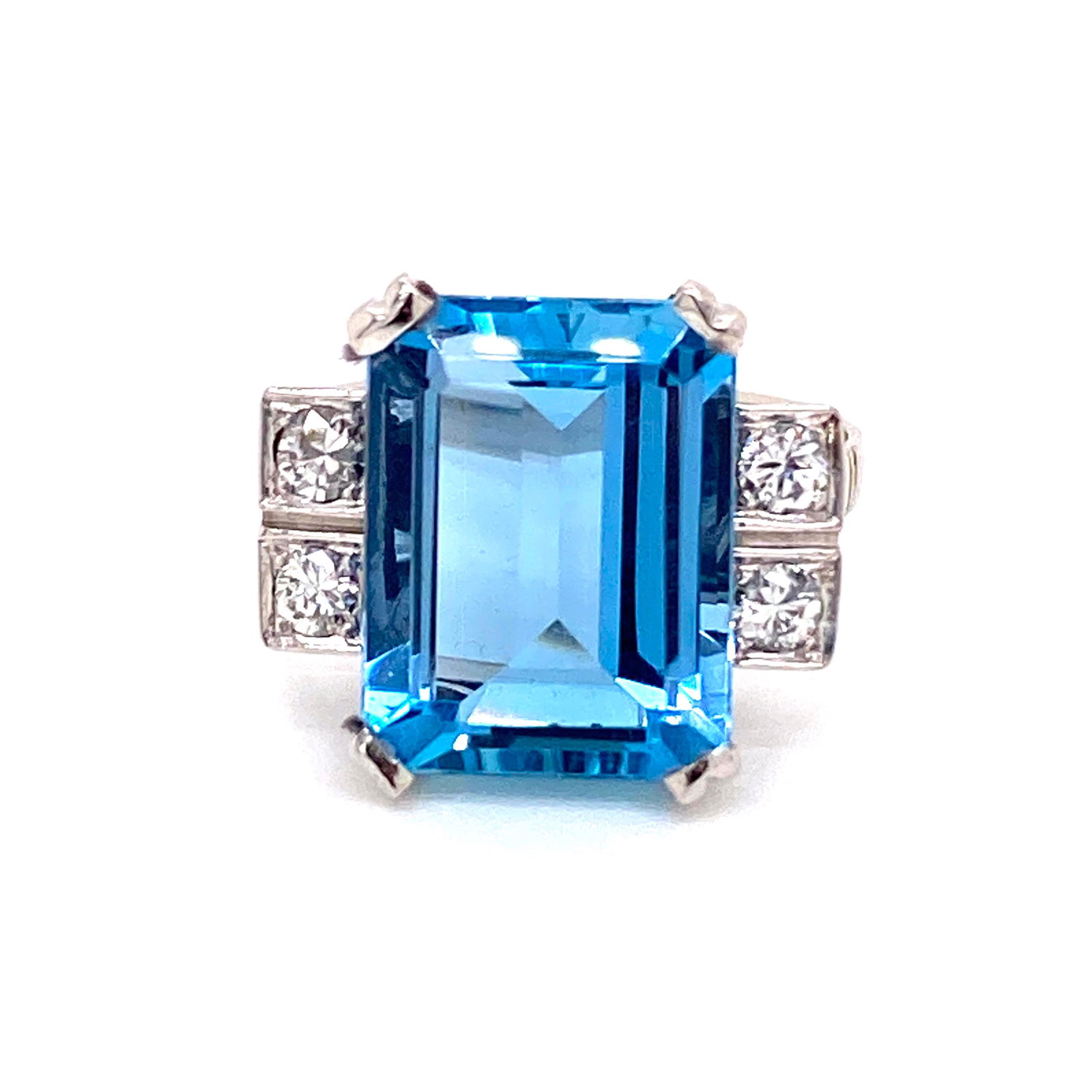Art Deco Platinum Diamond Aqua Ring (1 of 2)