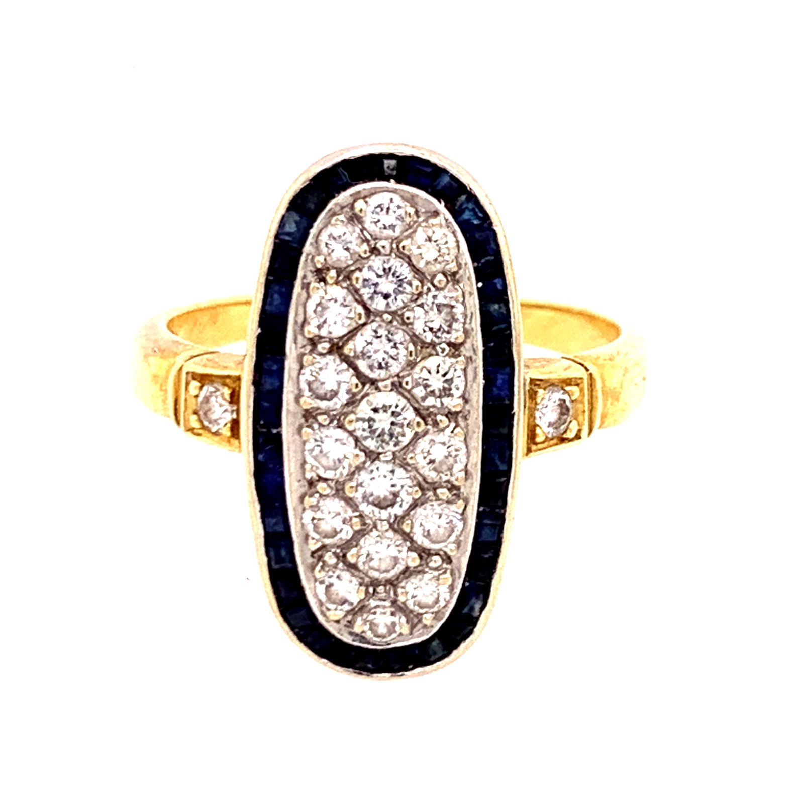 Art Deco 18K & Platinum Diamond & Sapphire Ring (1 of 3)