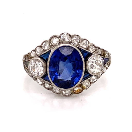 1920’ Platinum Blue Stone Diamond Ring