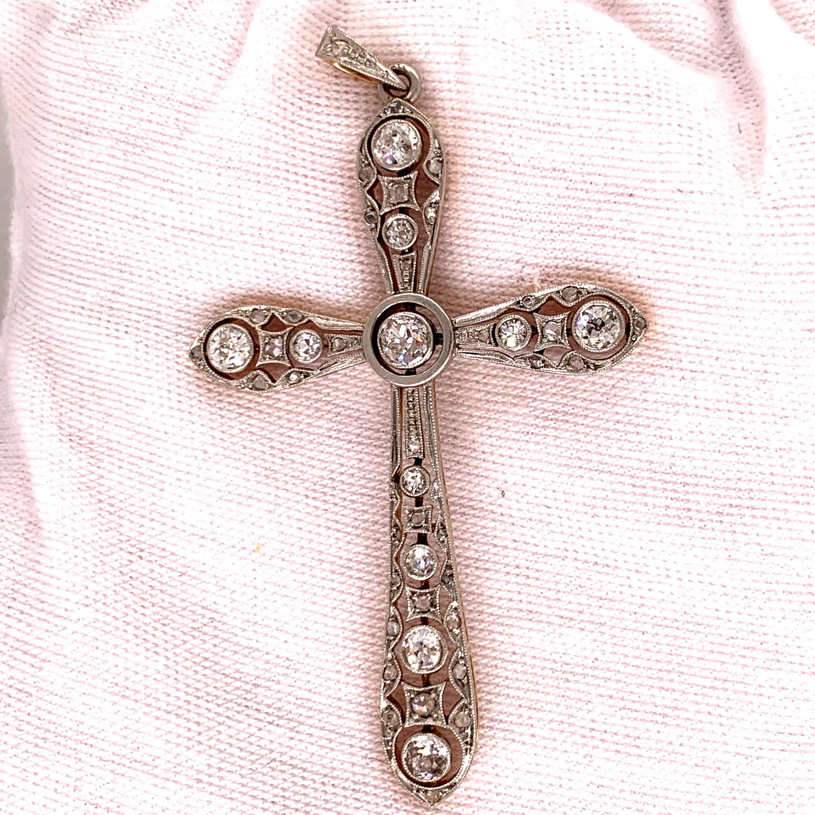 1920’ 18k Platinum Diamond Cross (1 of 2)