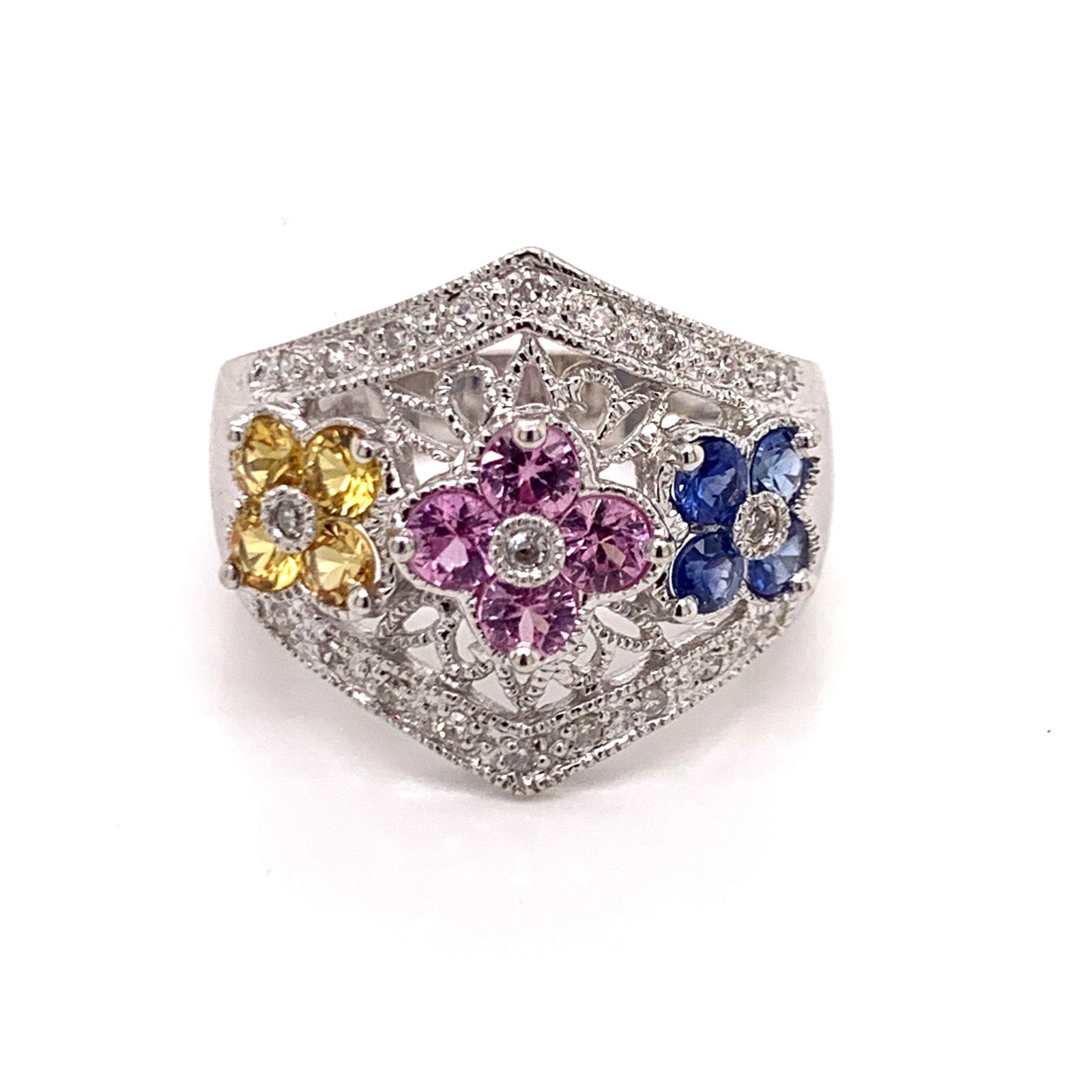 14k Multicolor Sapphire & Diamond Ring (1 of 3)