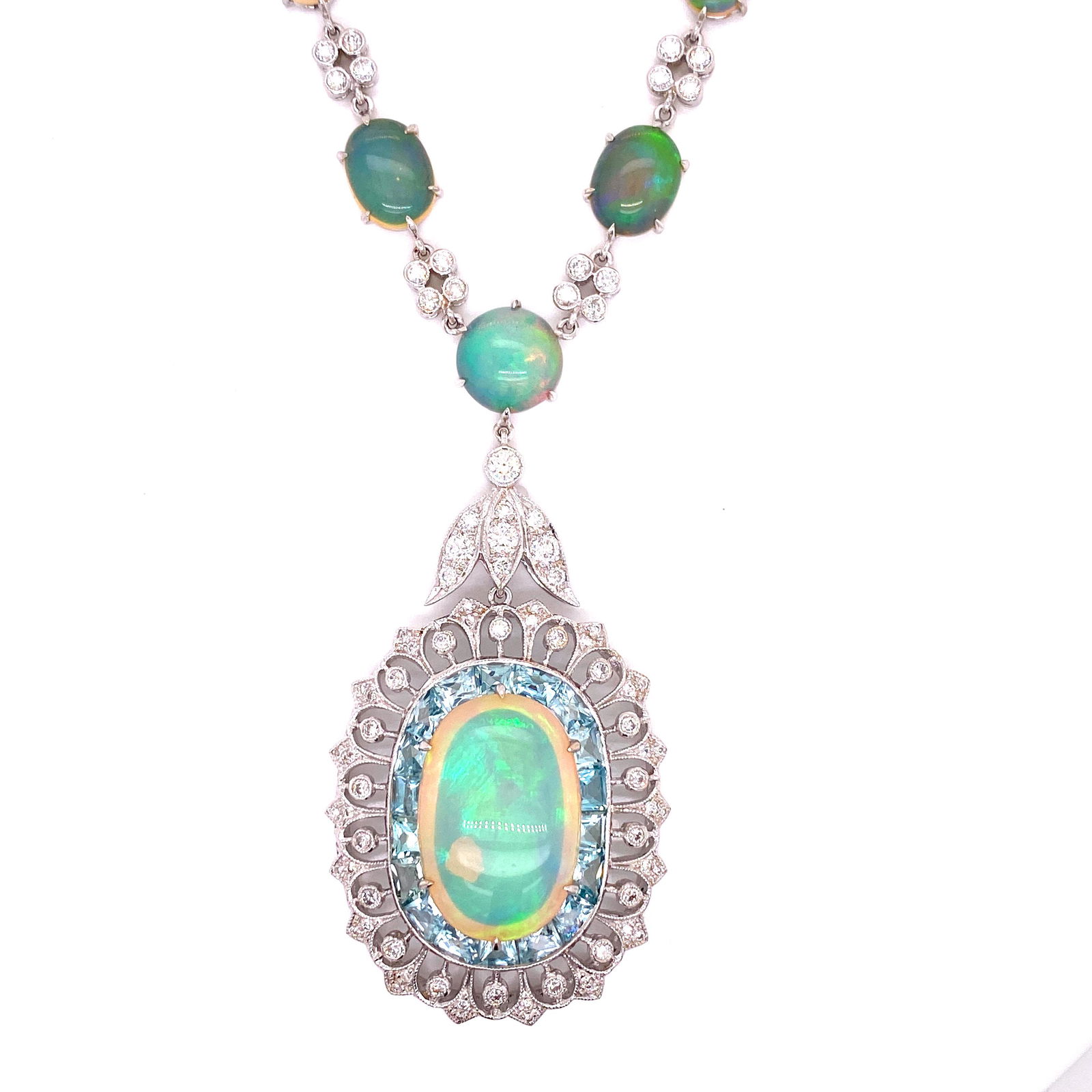 18K Opal Aqua Diamond Pendant (1 of 2)