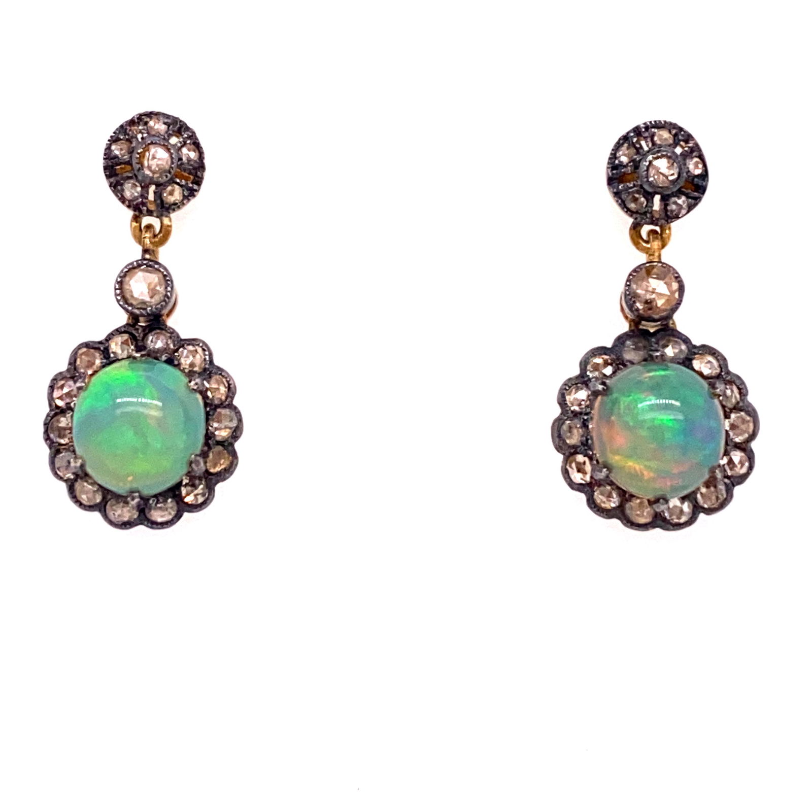 Silver & Gold Opal Diamond Earrings (1 of 1)