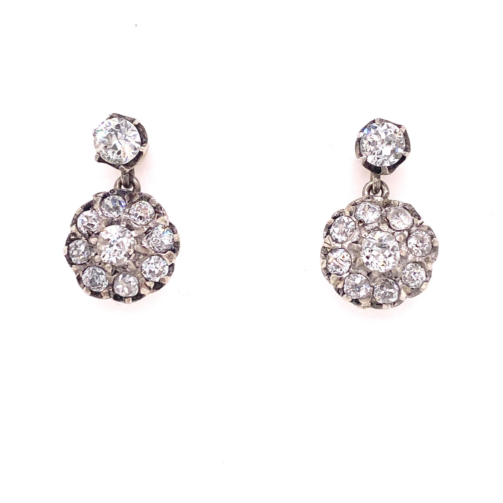 18K Platinum Rosetta Diamond Earrings (1 of 2)