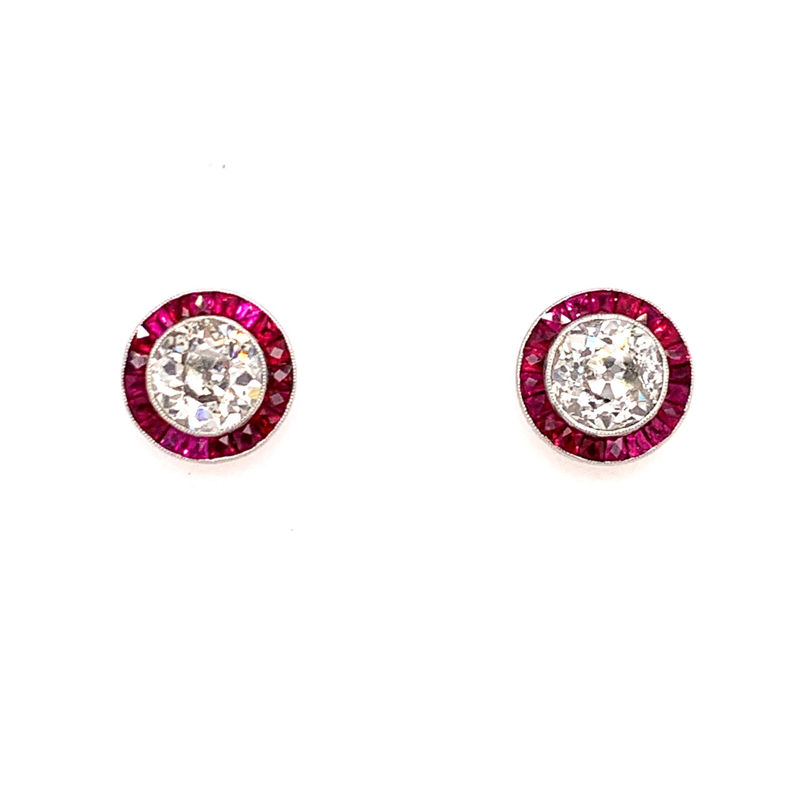 Platinum Ruby Diamond Target Earrings (1 of 2)