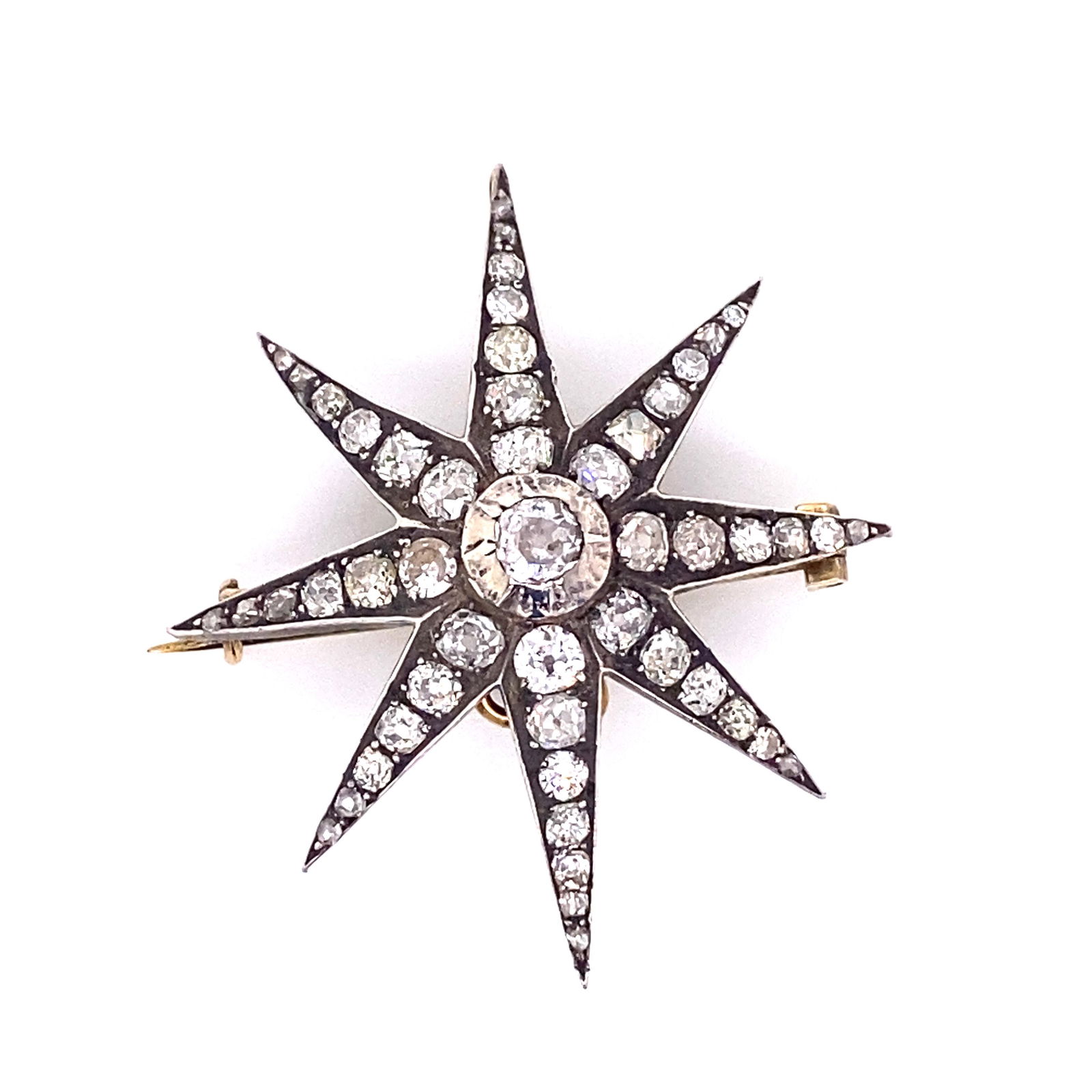 Silver Gold Diamond Georgian Star Pendant Broach (1 of 1)