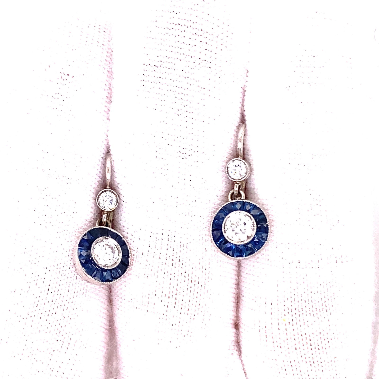 Platinum 18k Sapphire Diamond Target Earrings (1 of 2)