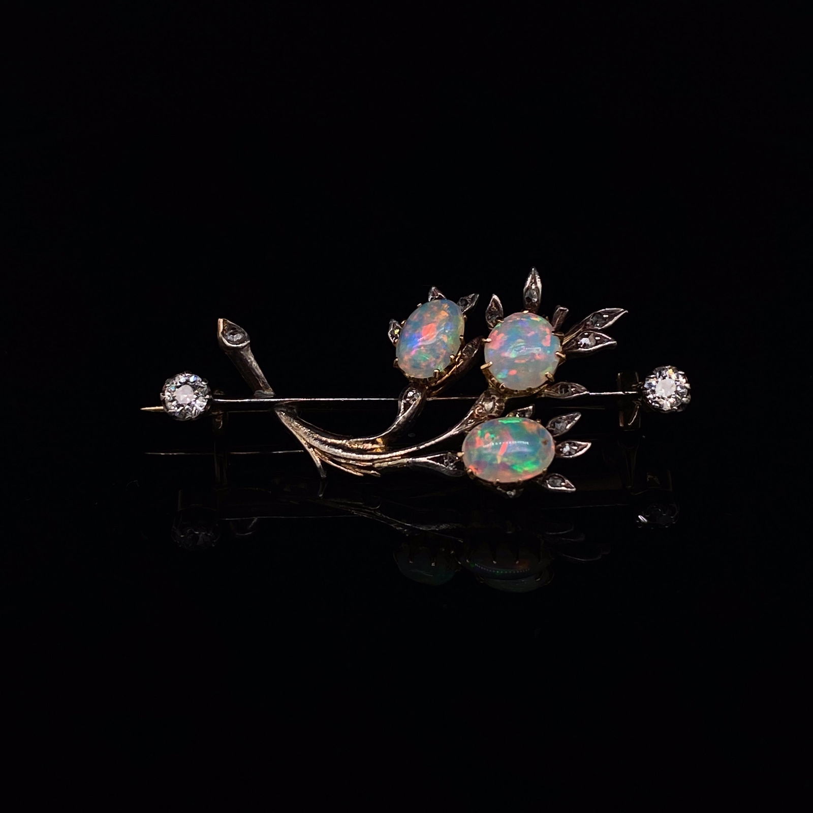 18K Platinum Opal Diamond Retro Brooch (1 of 2)