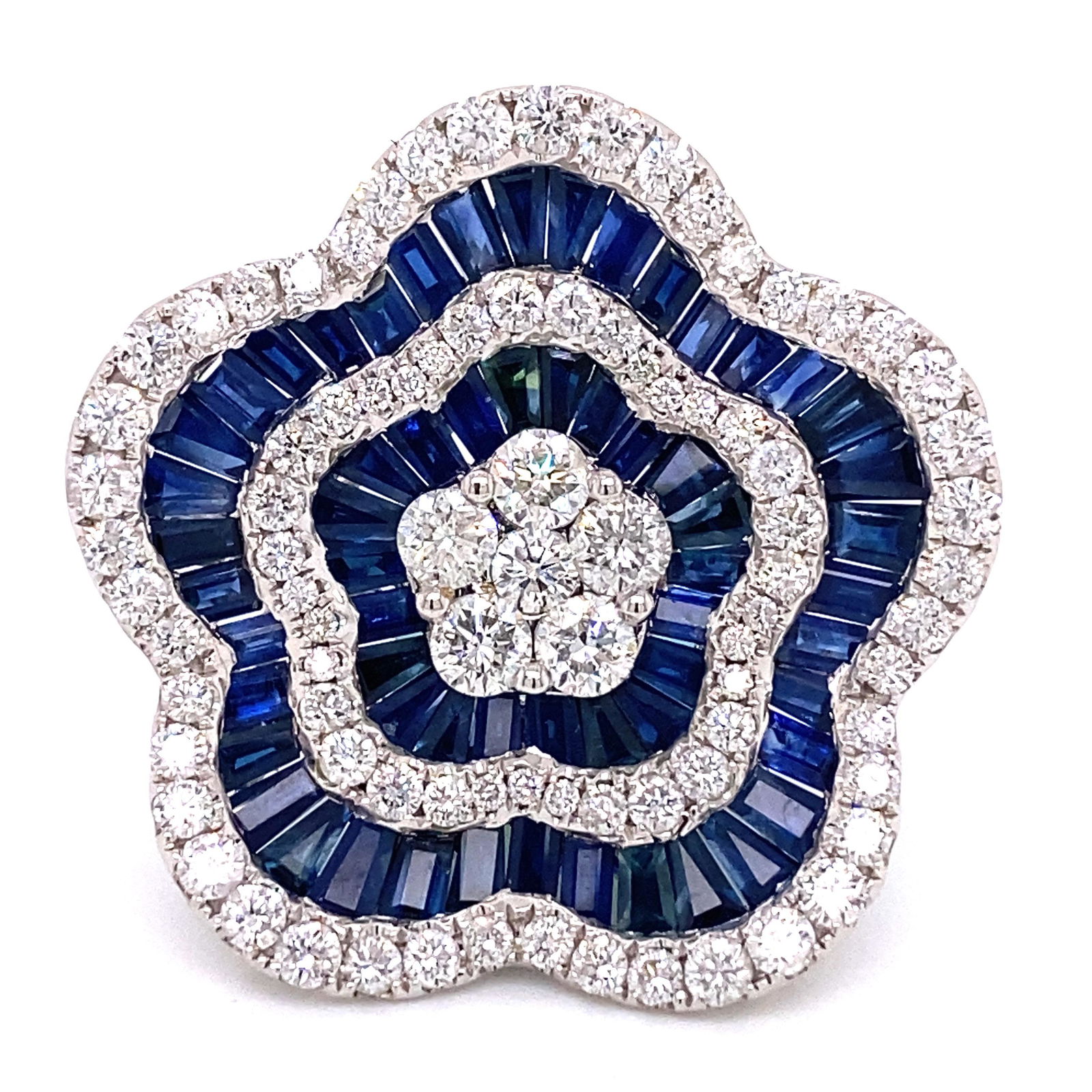18K Sapphire Diamond Flower Ring (1 of 2)