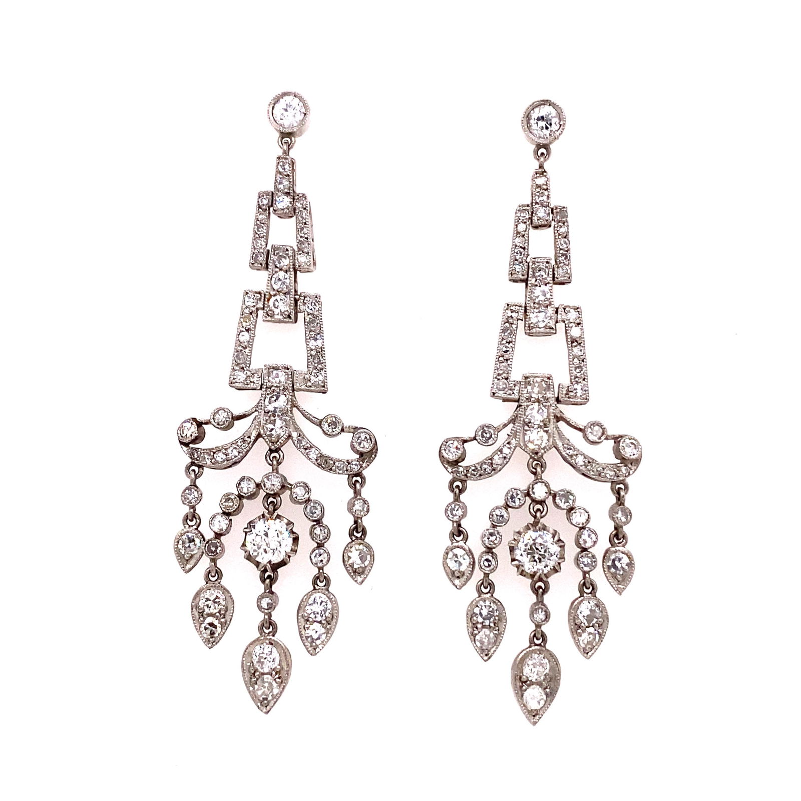 Platinum Diamond Chandelier Drop Earrings (1 of 1)