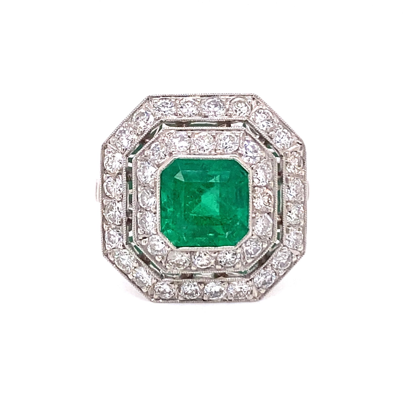 Platinum Diamond Emerald Ring (1 of 2)