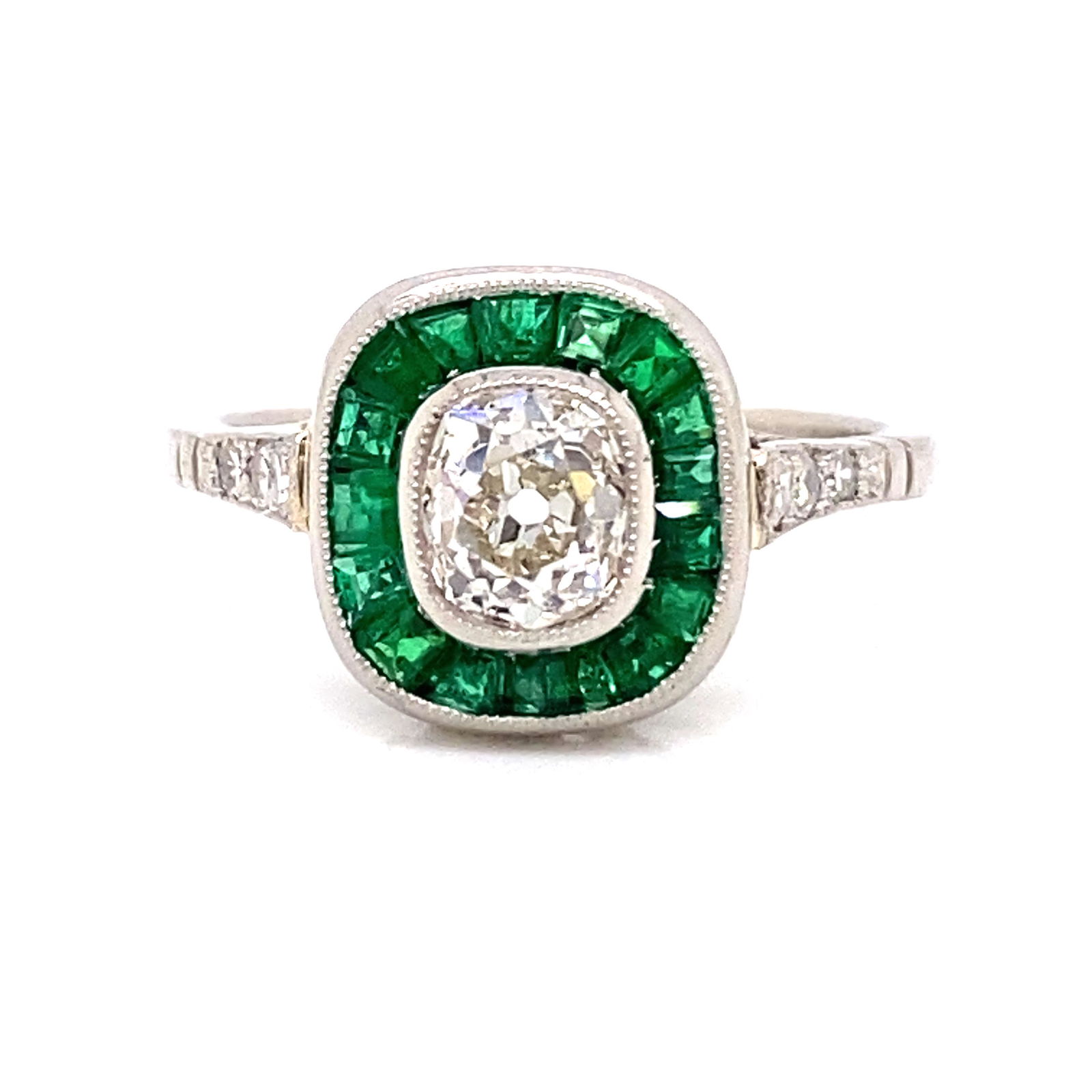 Platinum Diamond Emerald Target Ring (1 of 2)