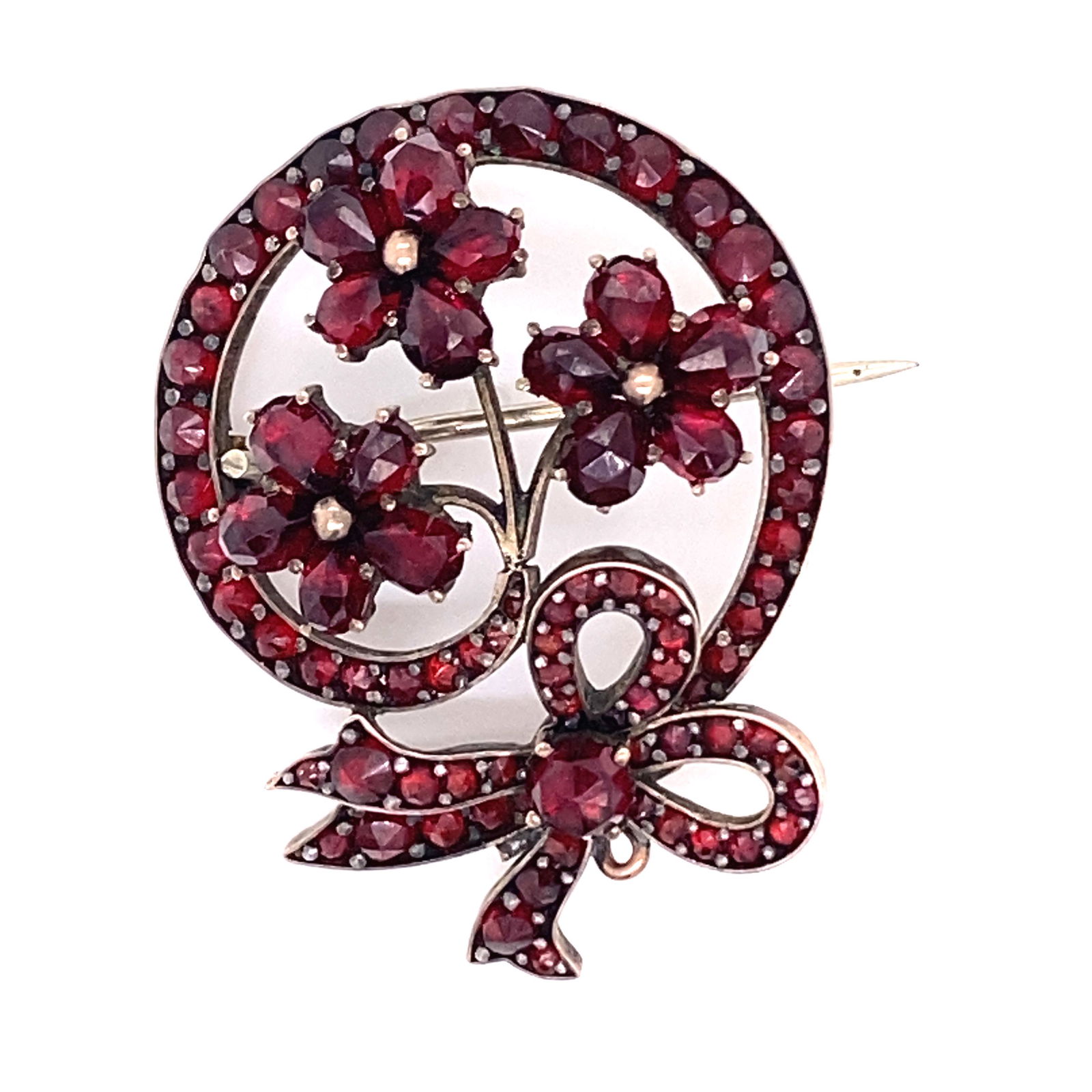 Victorian Silver Garnet Broach (1 of 2)