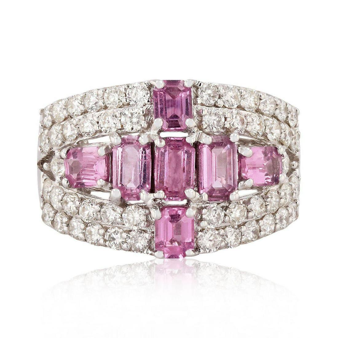 1.74ctw UNHEATED Pink Sapphire and 1.26ctw Diamonds 18K (1 of 5)