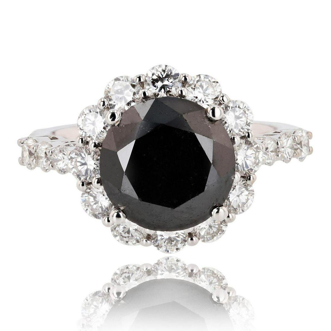 3.05ct Black Diamond 14K White Gold Ring (4.27ctw (1 of 4)